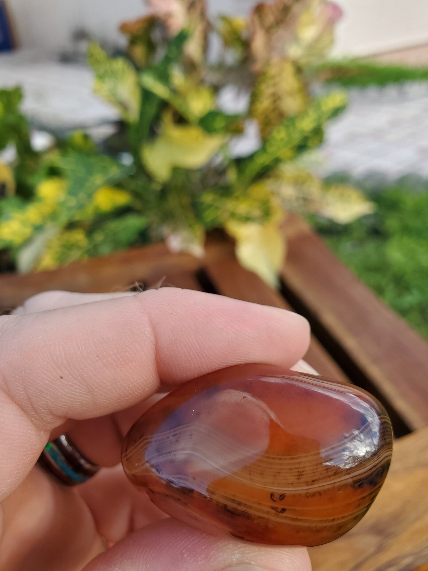 Silk Lace Agate Palm Stone 2.01 oz Natural Stone