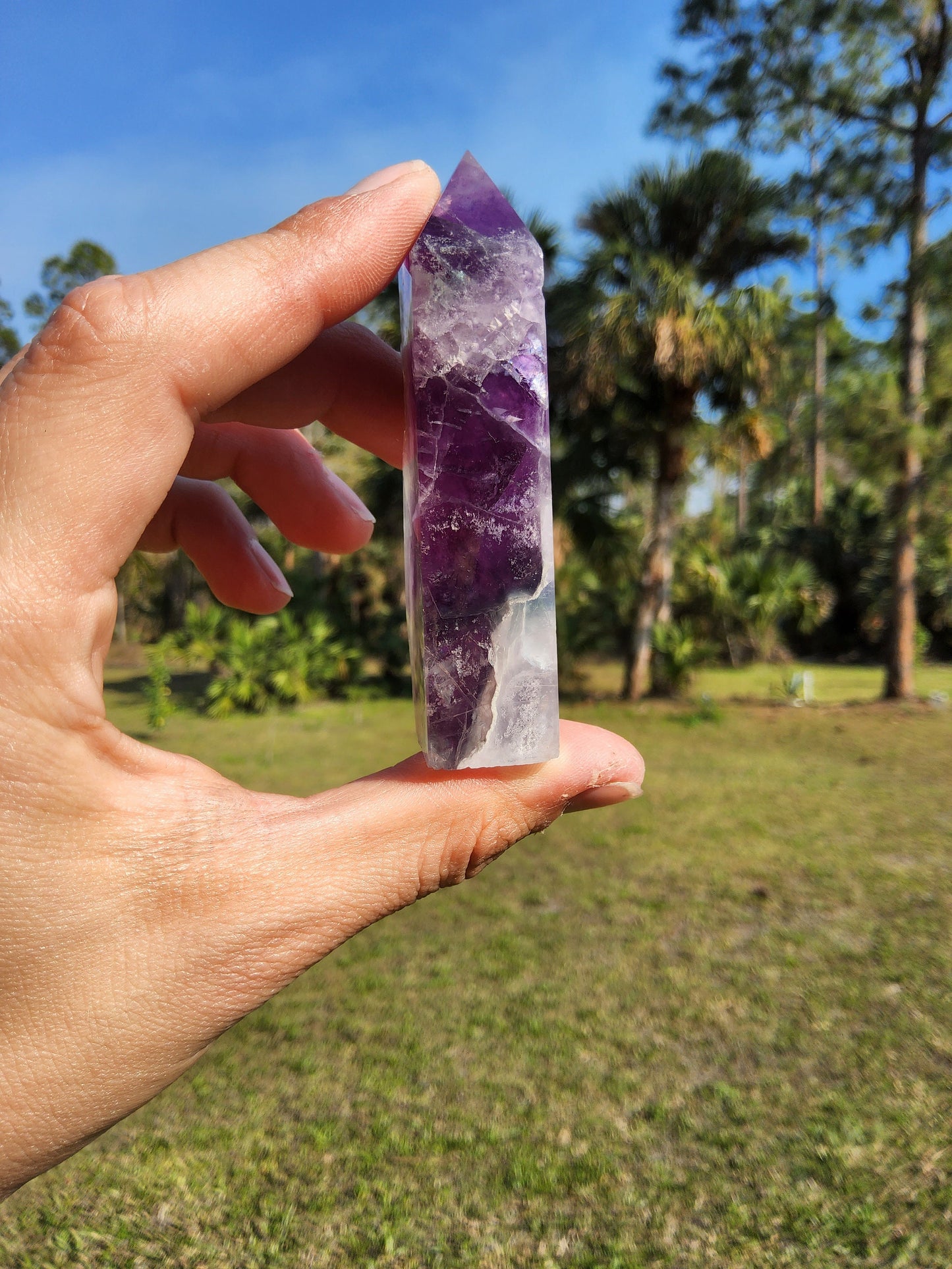 Feathered Rainbow Fluorite Tower 4.2 oz Natural Stone