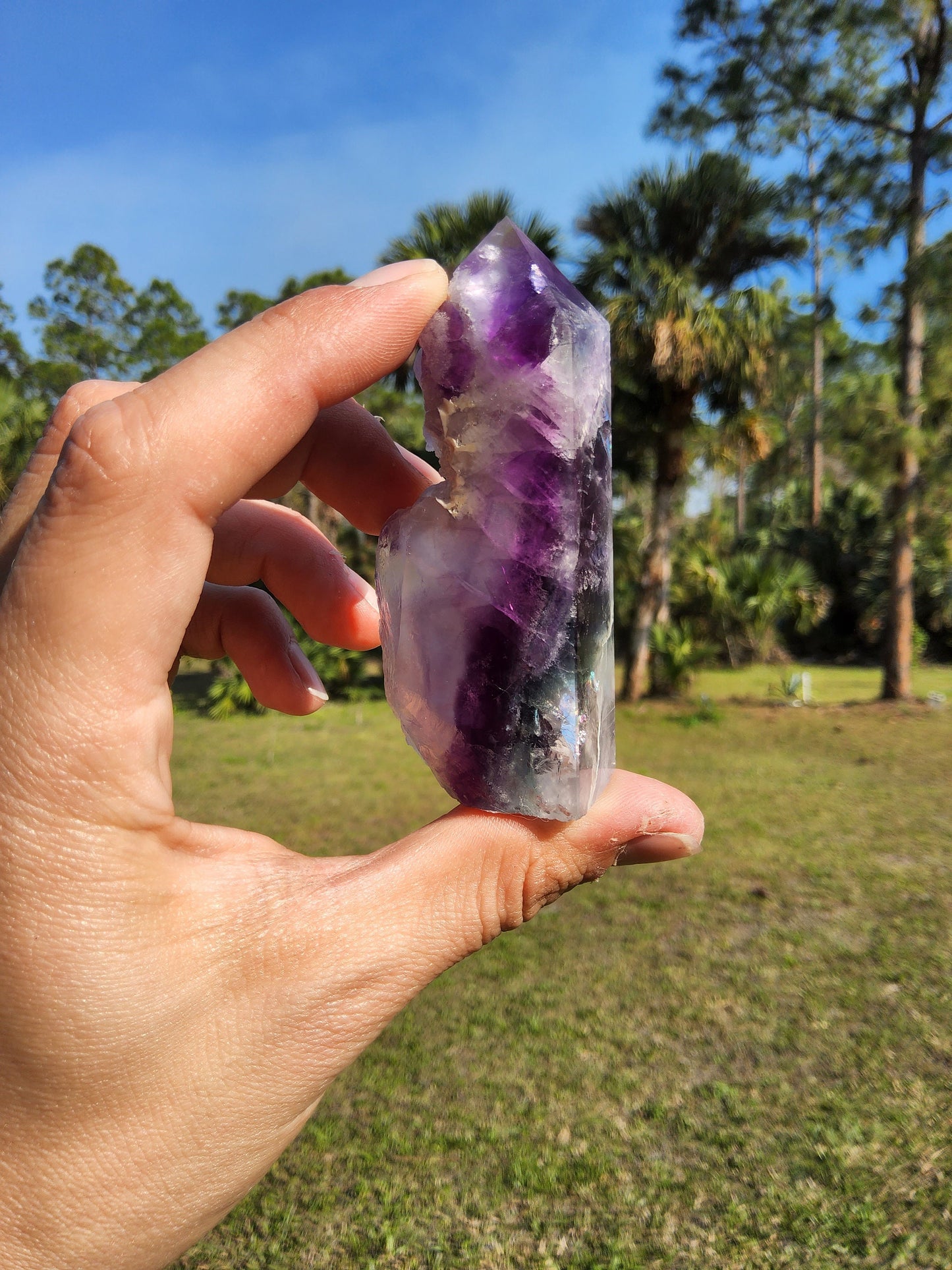 Feathered Rainbow Fluorite Tower 4.2 oz Natural Stone