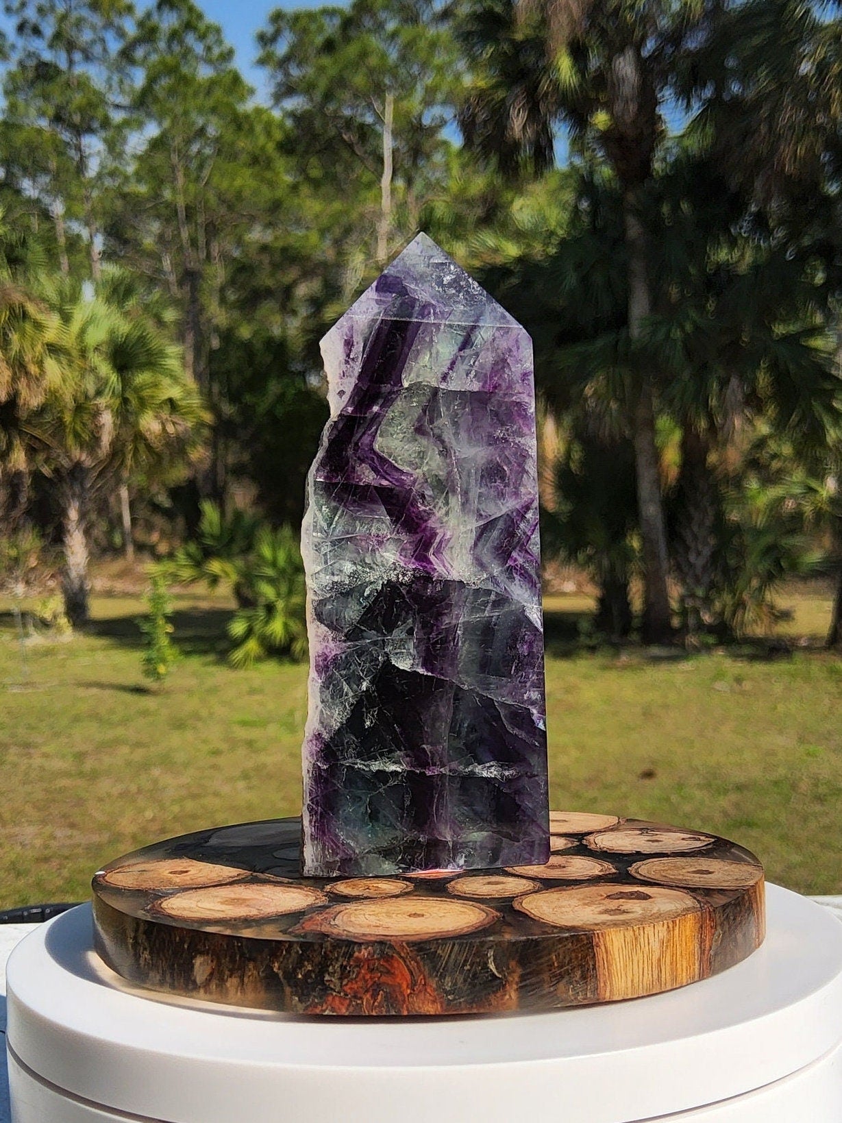 Feather Rainbow Fluorite Crystal Tower 5.3oz Natural Stone