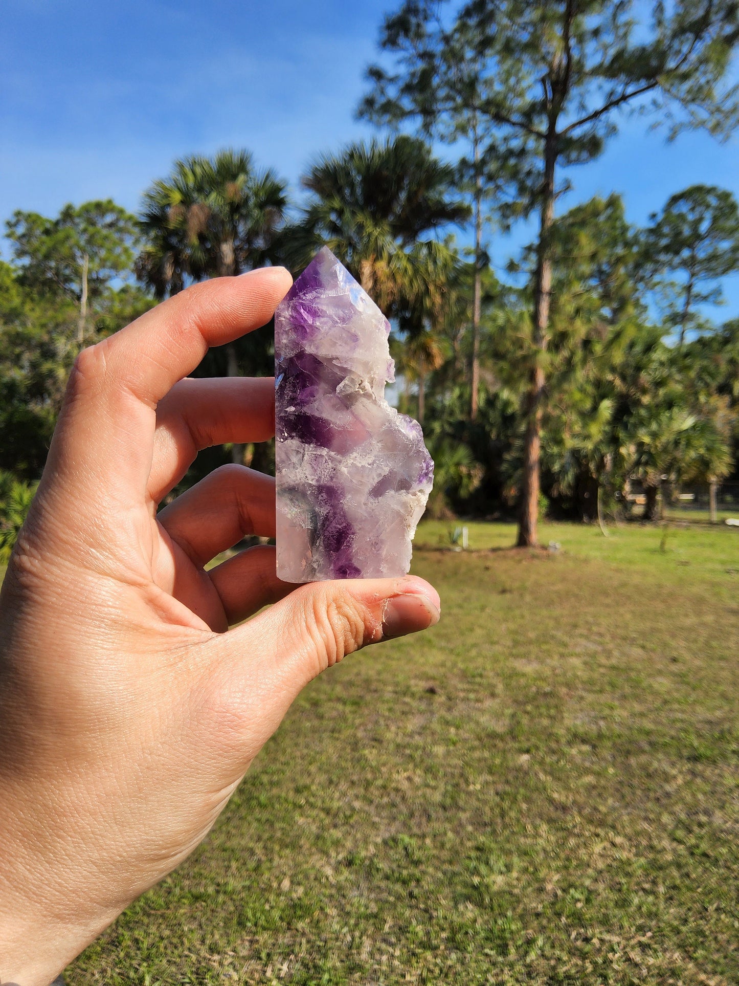 Feathered Rainbow Fluorite Tower 4.2 oz Natural Stone