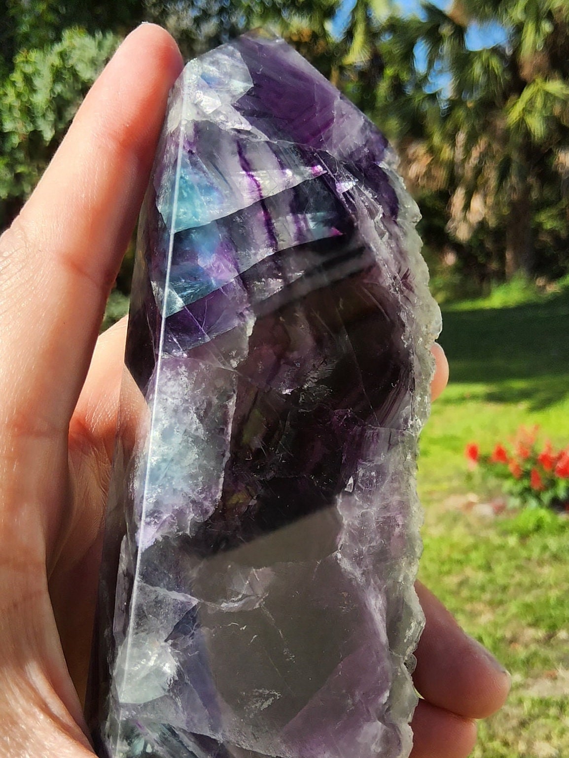 Feather Rainbow Fluorite Tower 12.9 oz Natural Stone