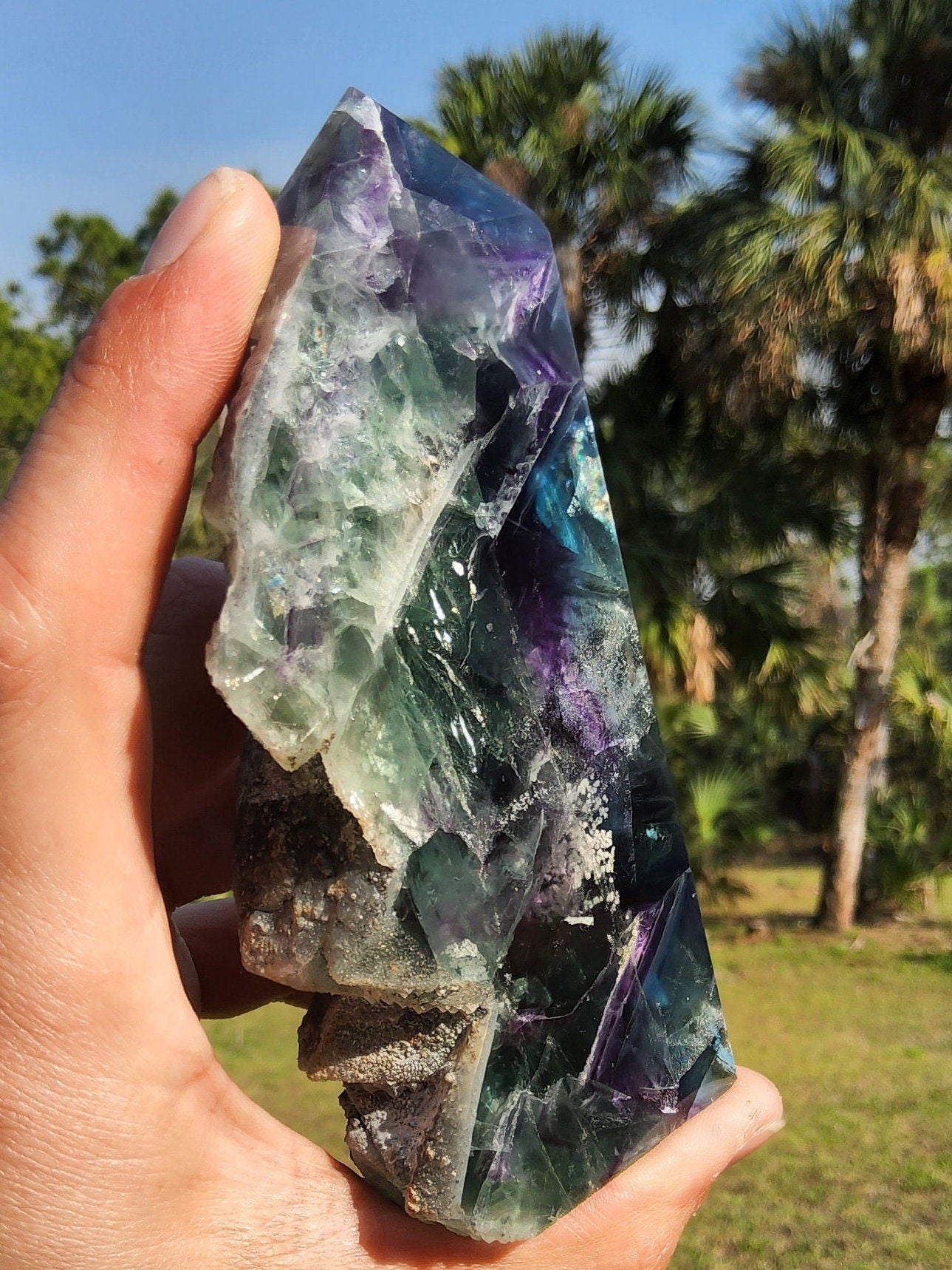 Feather Rainbow Fluorite Tower 11.4 oz Natural Stone