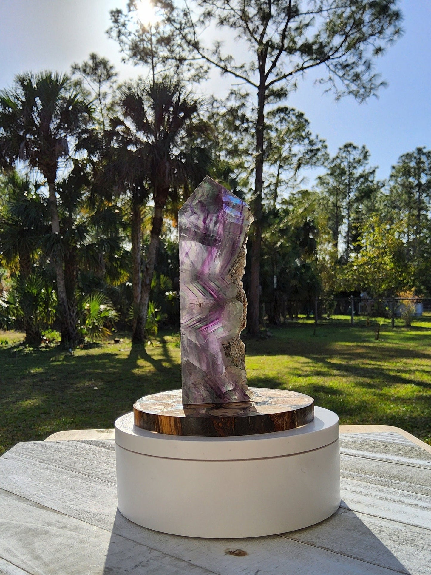 Feather Rainbow Fluorite Tower 8.8 oz Natural Stone