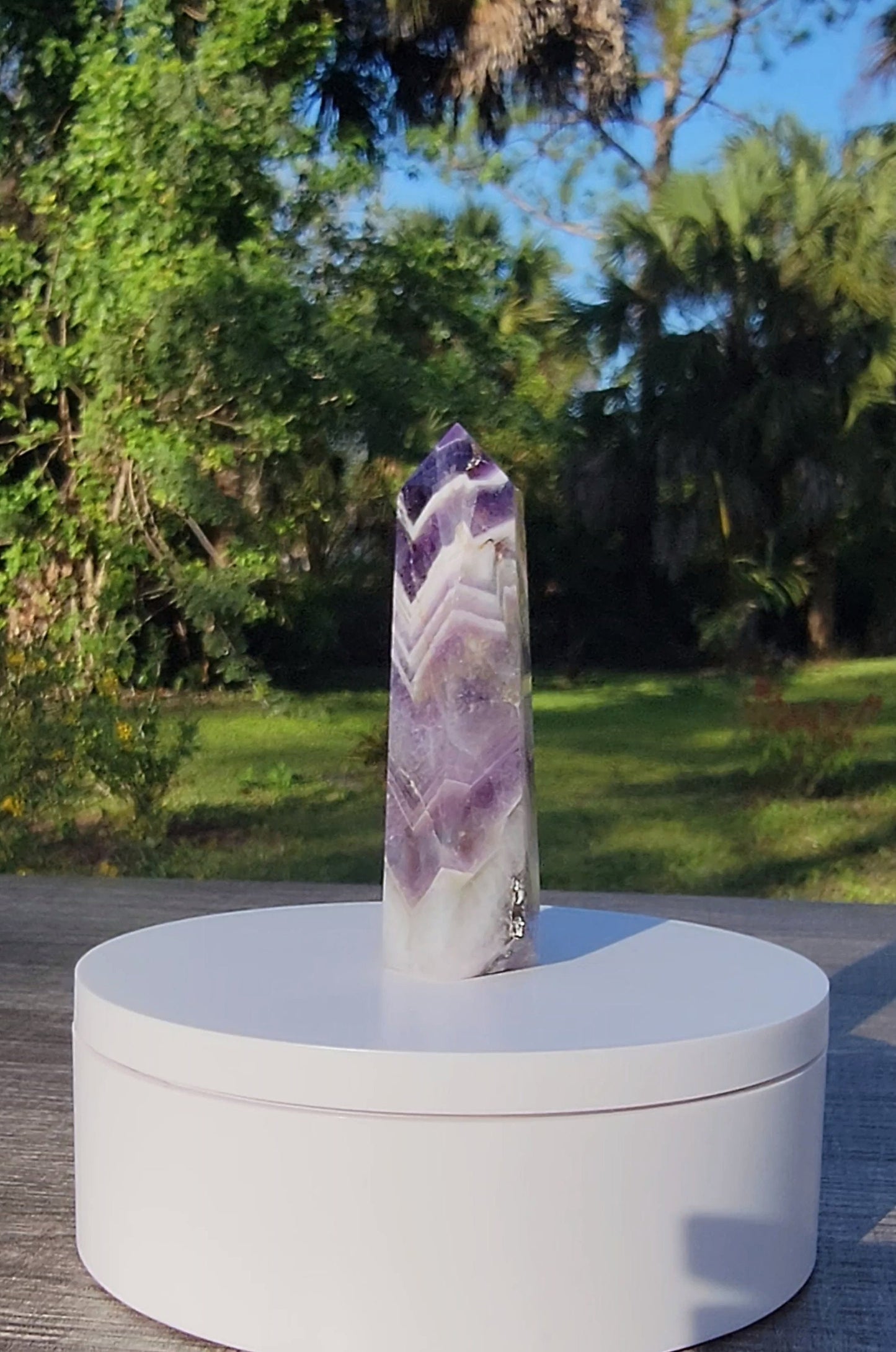 Dream Amethyst Chevron Amethyst Crystal Tower 2.65oz Natural Stone