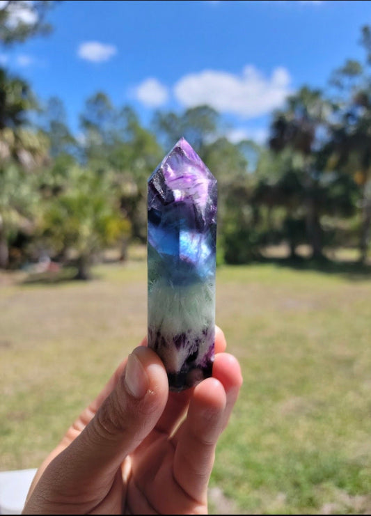 Rainbow Feather Fluorite Tower 4.62 oz Natural Stone