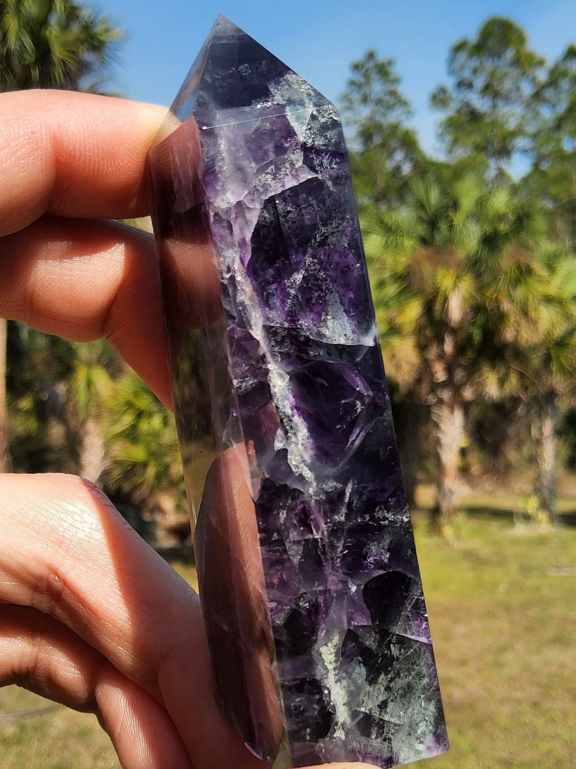 Feather Rainbow Fluorite Crystal Tower 5.3oz Natural Stone