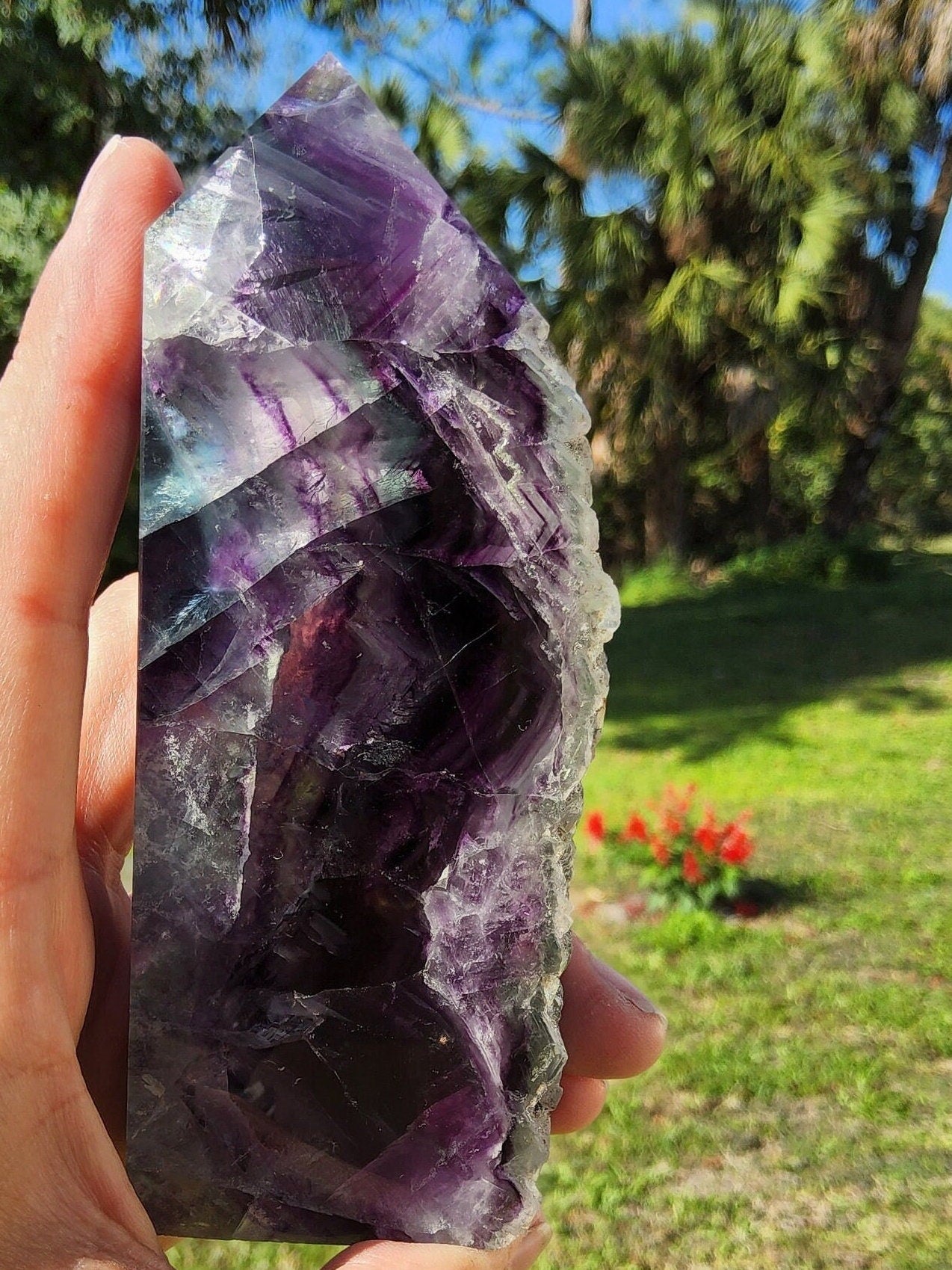 Feather Rainbow Fluorite Tower 12.9 oz Natural Stone