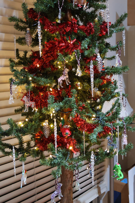 Boxer Dog Epoxy Resin Ornament with Natural Gemstones