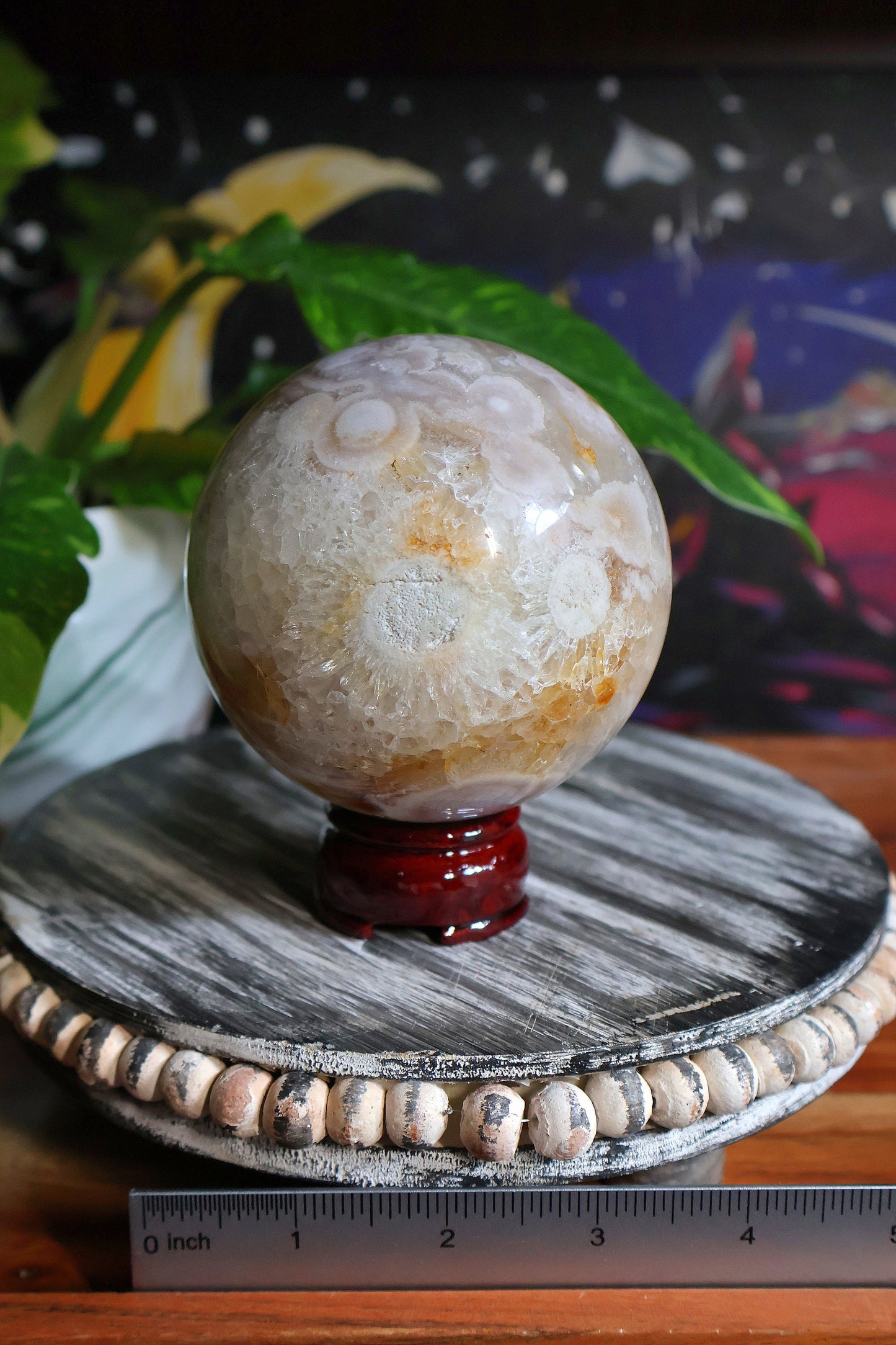 Gorgeous Pink Amethyst Flower Agate Sphere 35.7 oz Natural Stone