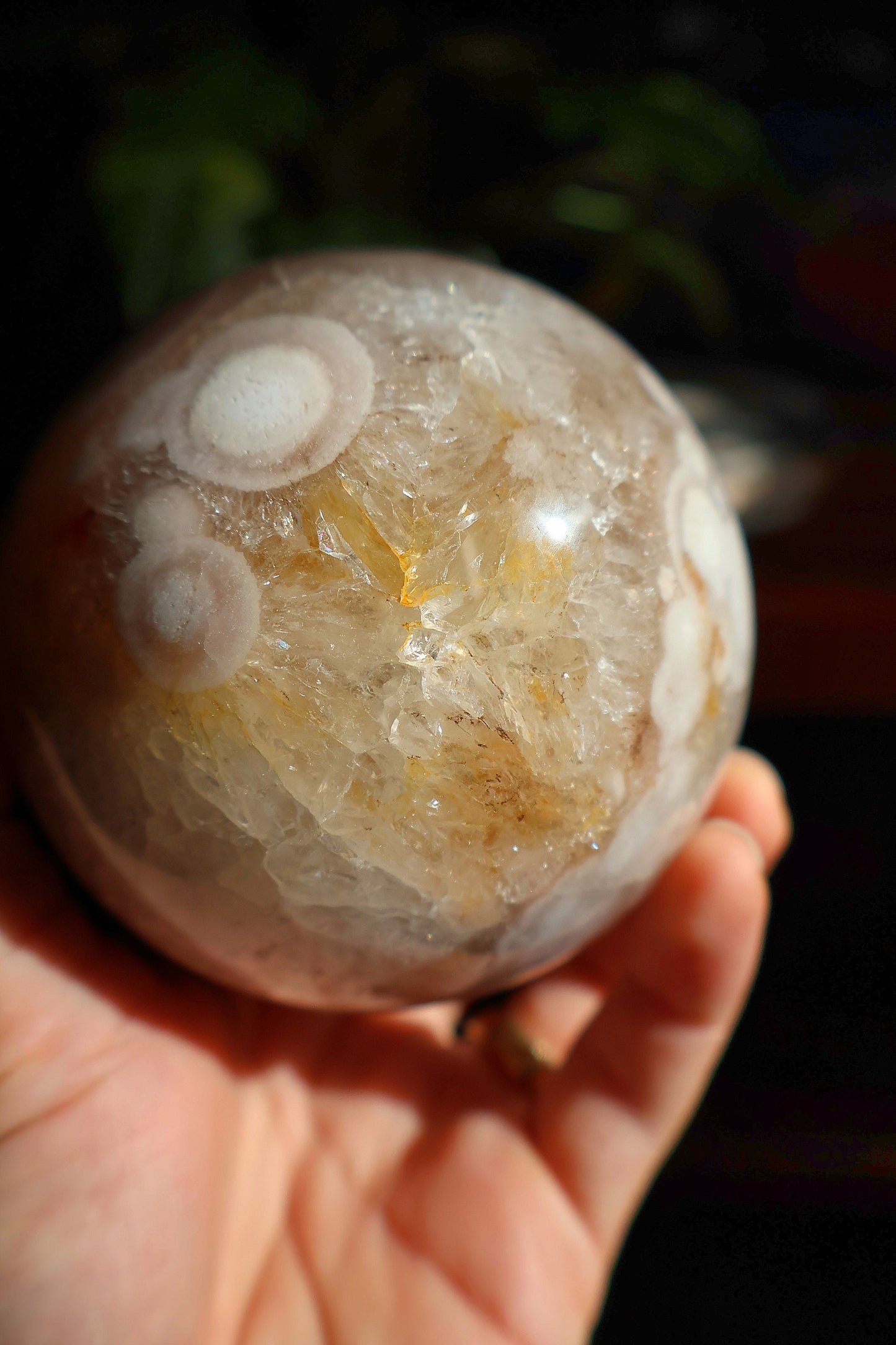 Gorgeous Pink Amethyst Flower Agate Sphere 35.7 oz Natural Stone