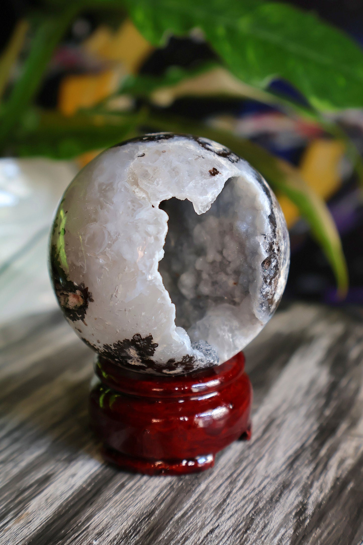 Stunning Ocean Jasper Druzy Quartz Sphere from Madagascar with sparkly crystal caves 5.6 oz Natural Stone