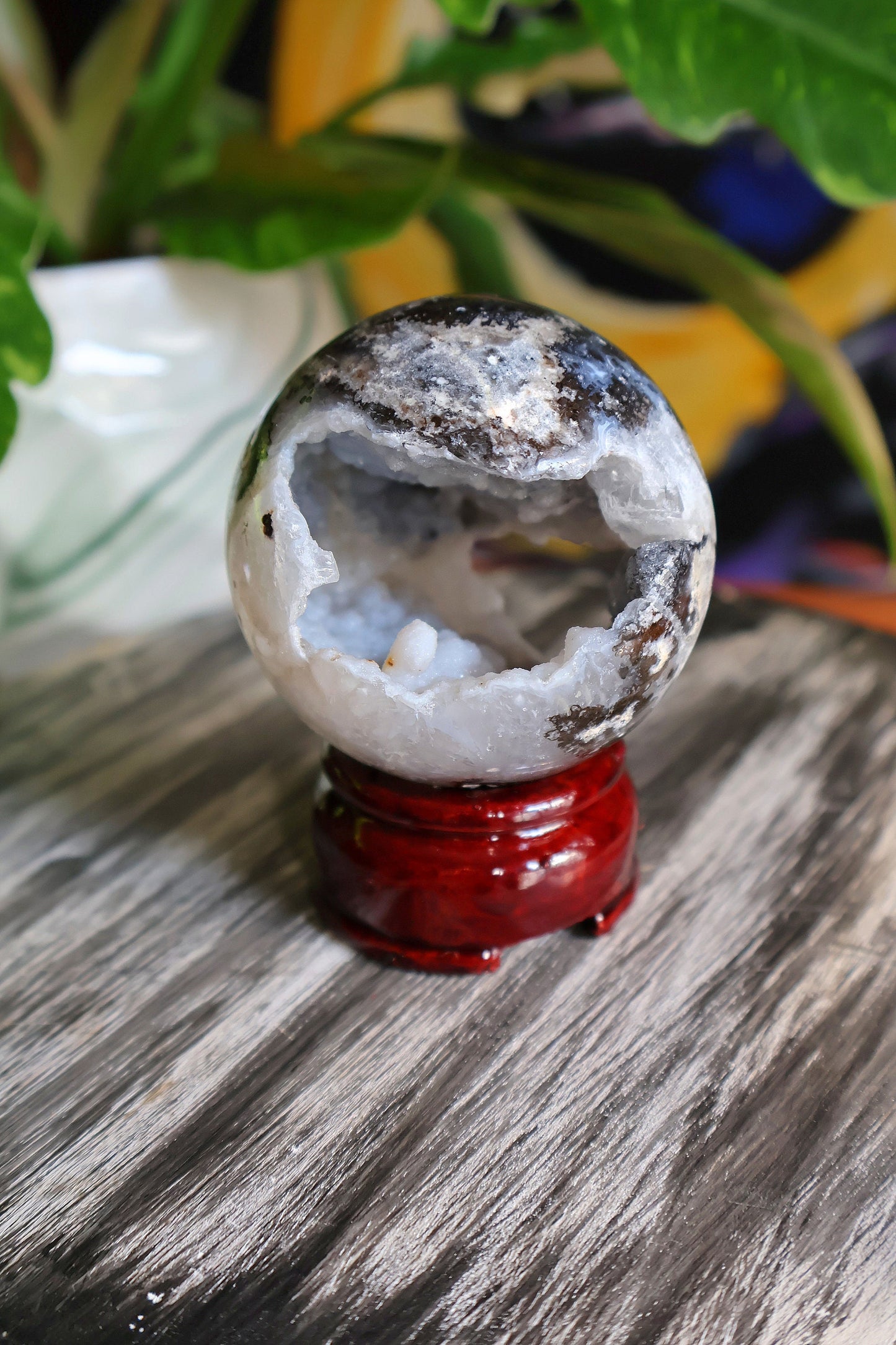 Stunning Ocean Jasper Druzy Quartz Sphere from Madagascar with sparkly crystal caves 5.6 oz Natural Stone