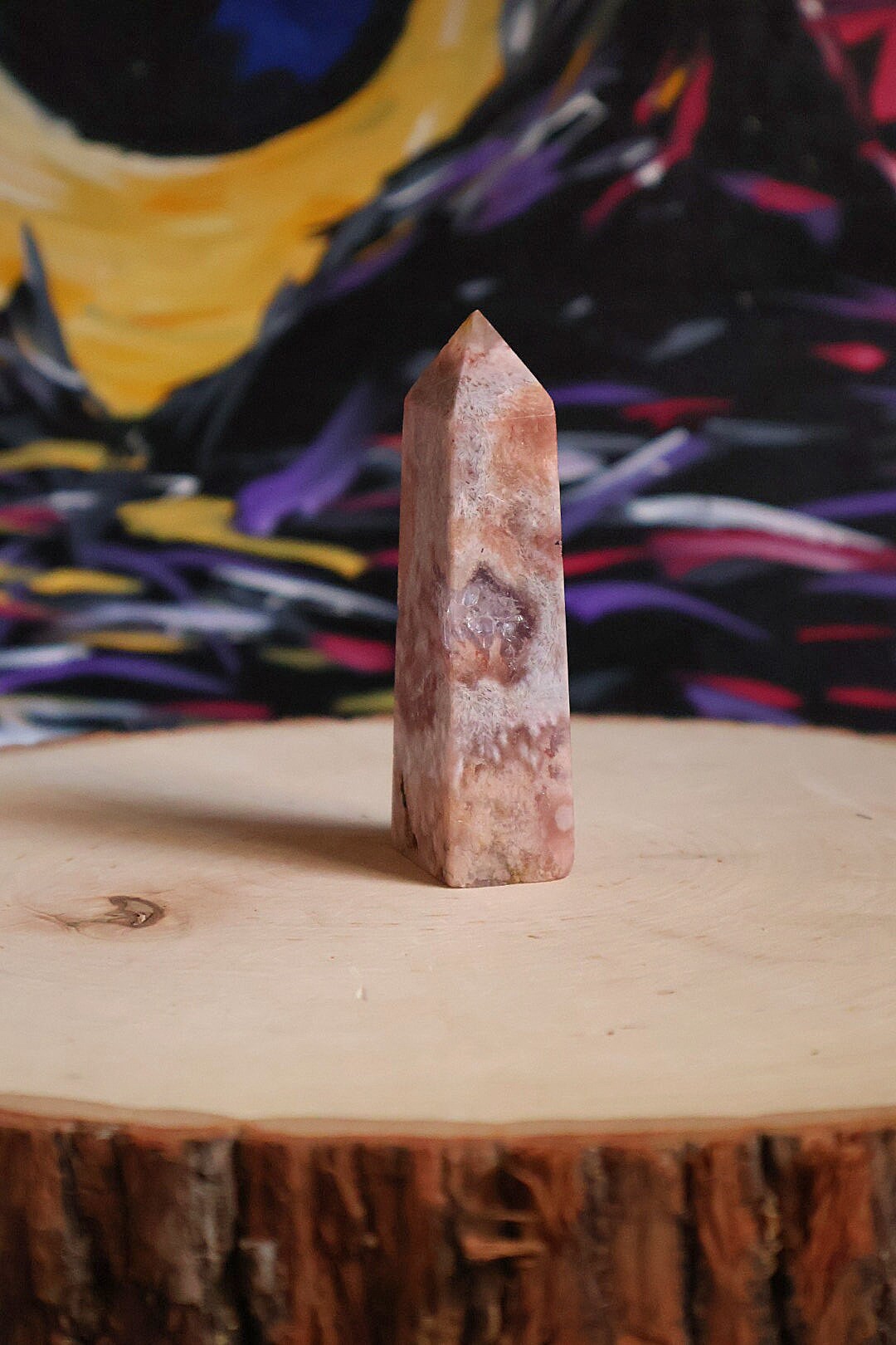 Pink Amethyst Flower Agate Tower 4.5 oz Natural Stone