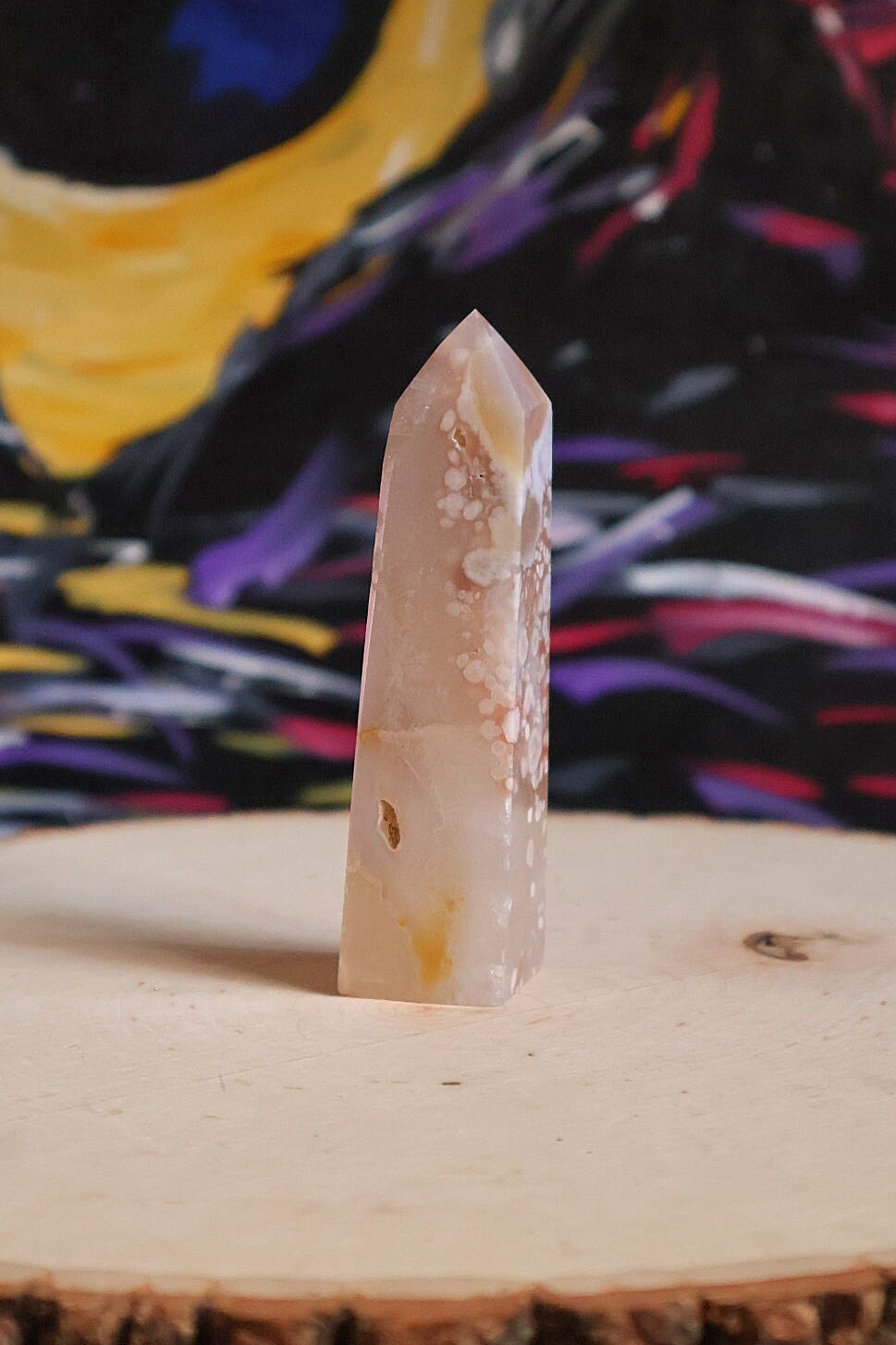 Pink Amethyst Flower Agate Crystal Tower 4.4 oz Natural Stone