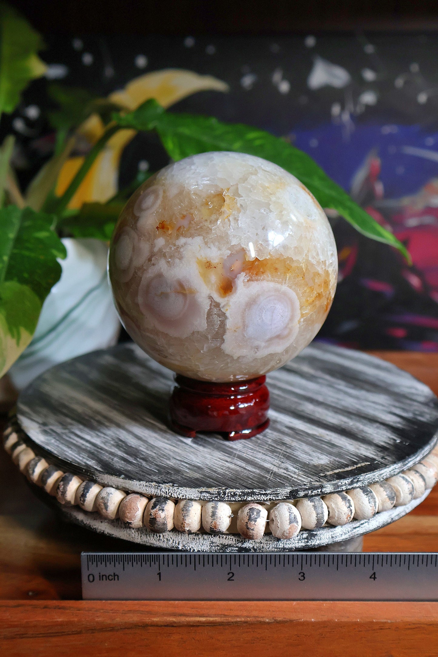 Gorgeous Pink Amethyst Flower Agate Sphere 35.7 oz Natural Stone