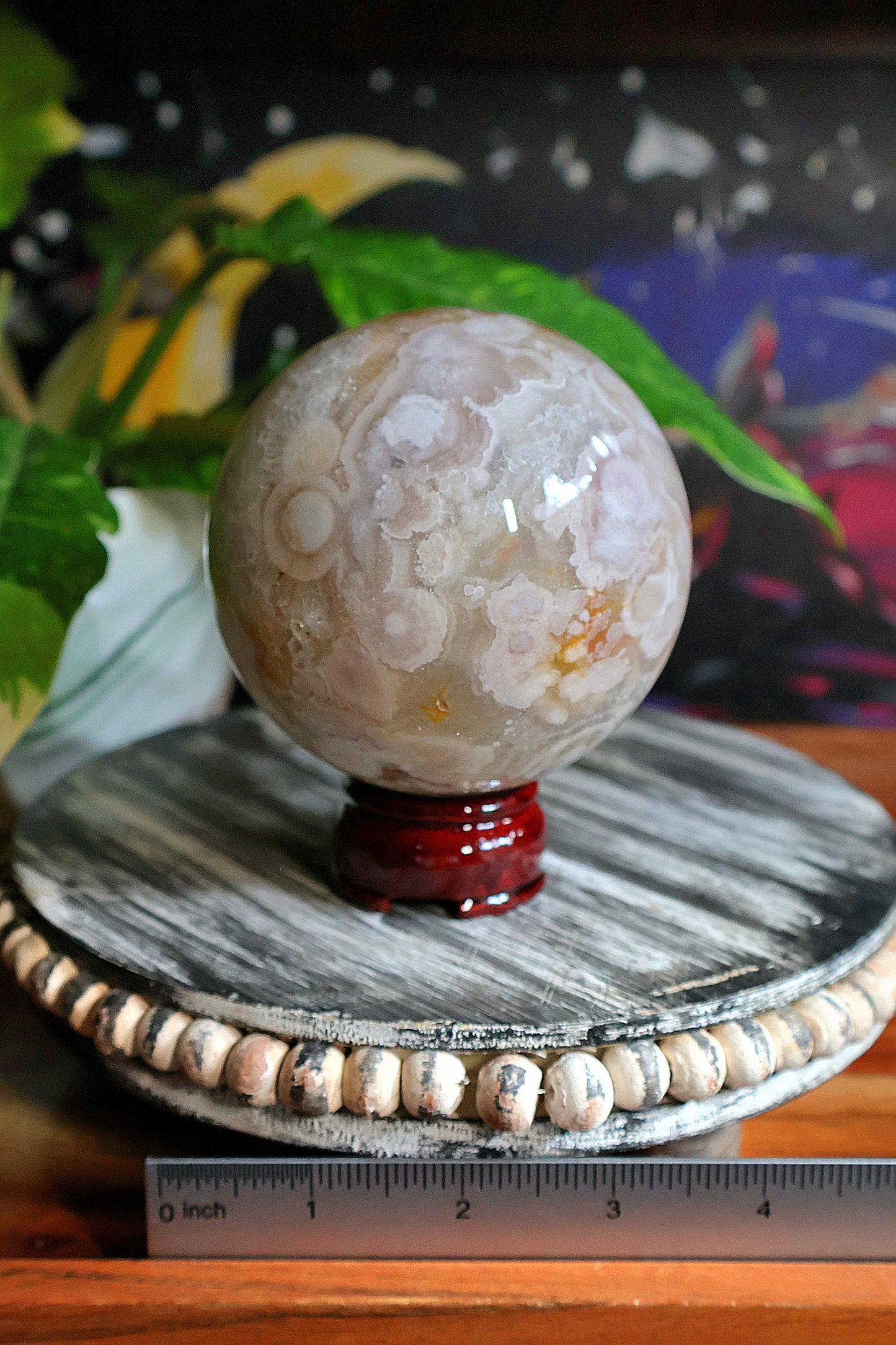 Gorgeous Pink Amethyst Flower Agate Sphere 35.7 oz Natural Stone