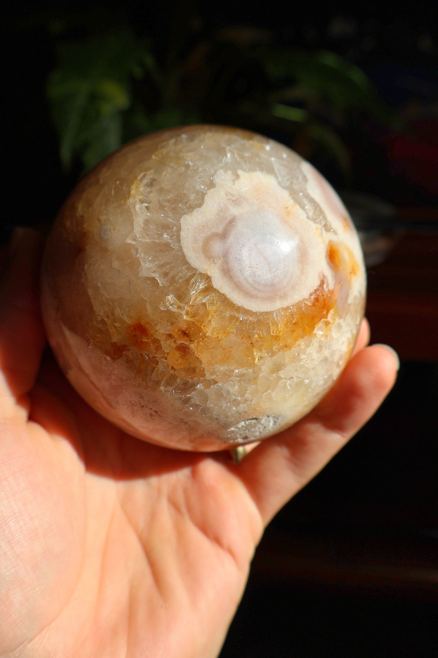 Gorgeous Pink Amethyst Flower Agate Sphere 35.7 oz Natural Stone