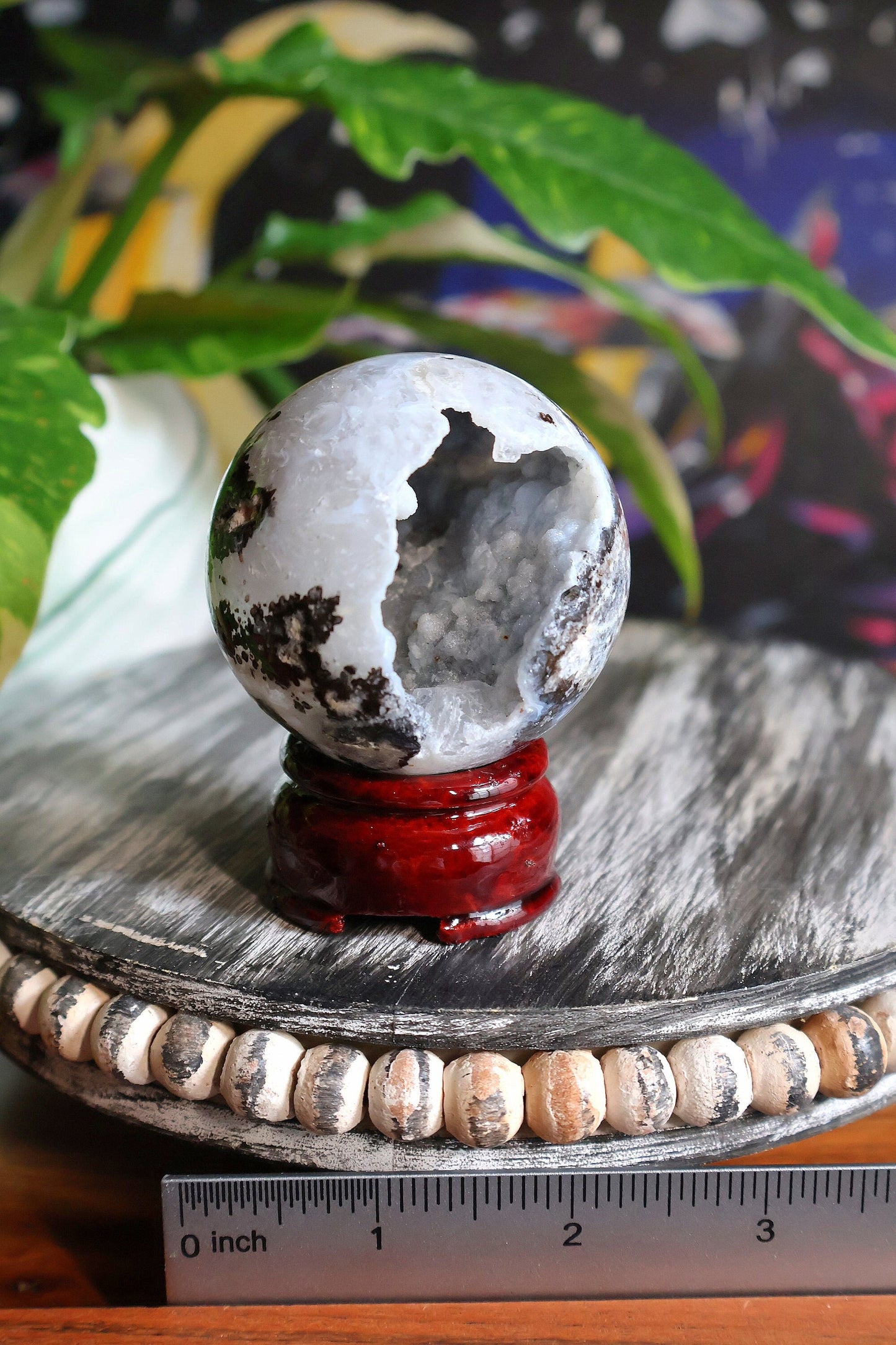 Stunning Ocean Jasper Druzy Quartz Sphere from Madagascar with sparkly crystal caves 5.6 oz Natural Stone