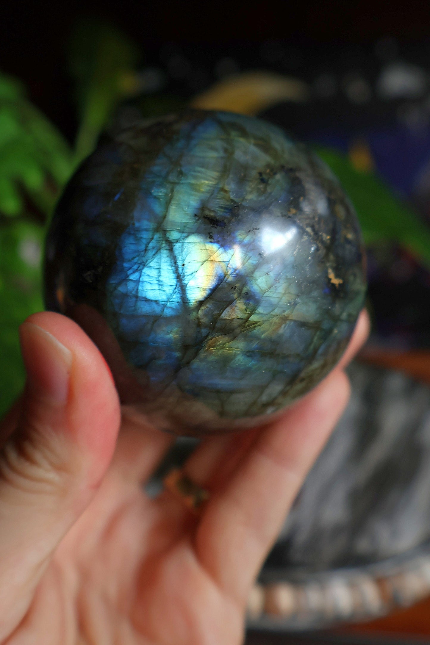 Beautiful Labradorite Crystal Sphere 19 oz Natural Stone