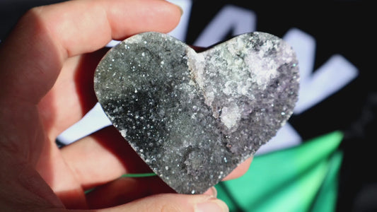 Green & Purple Amethyst Druze Heart L