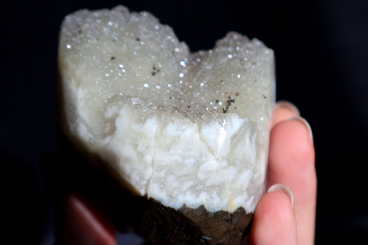 Druze Sugar Quartz on Stand