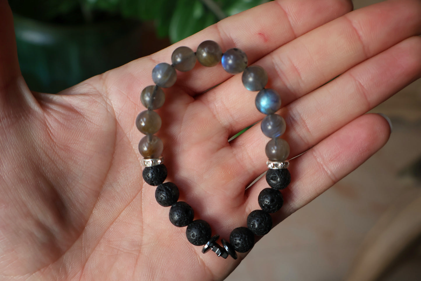 Labradorite Lava Bracelet