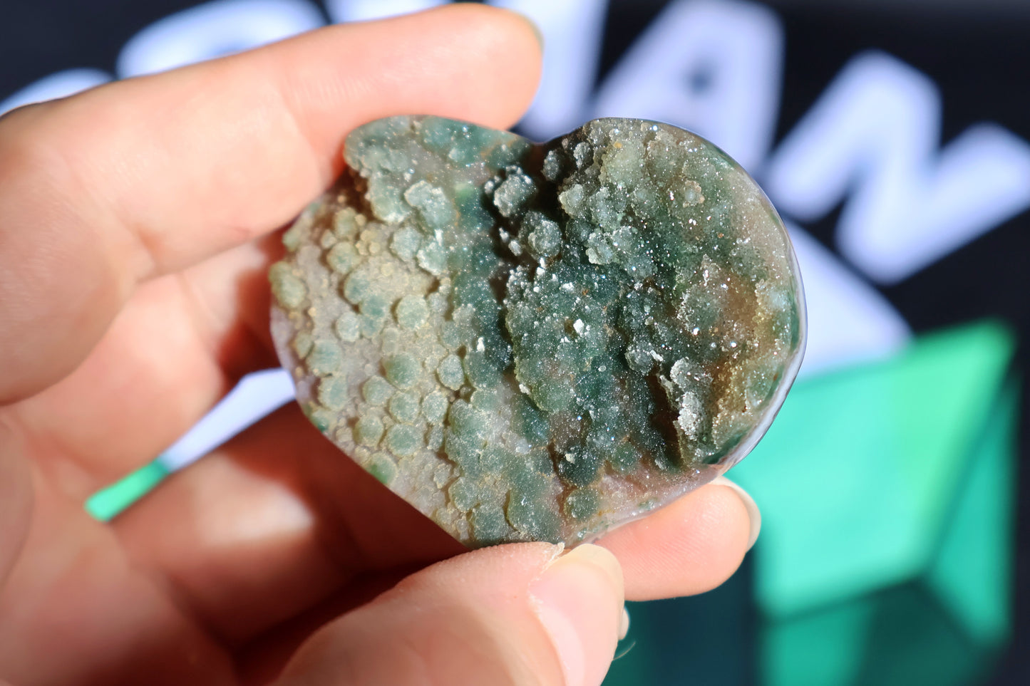 Druzy Green Sugar Amethyst Heart
