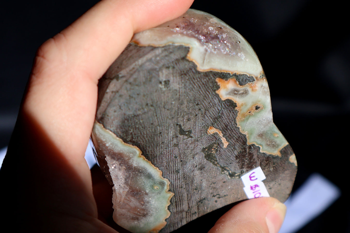 Pink Druze Amethyst Stalactite Heart W