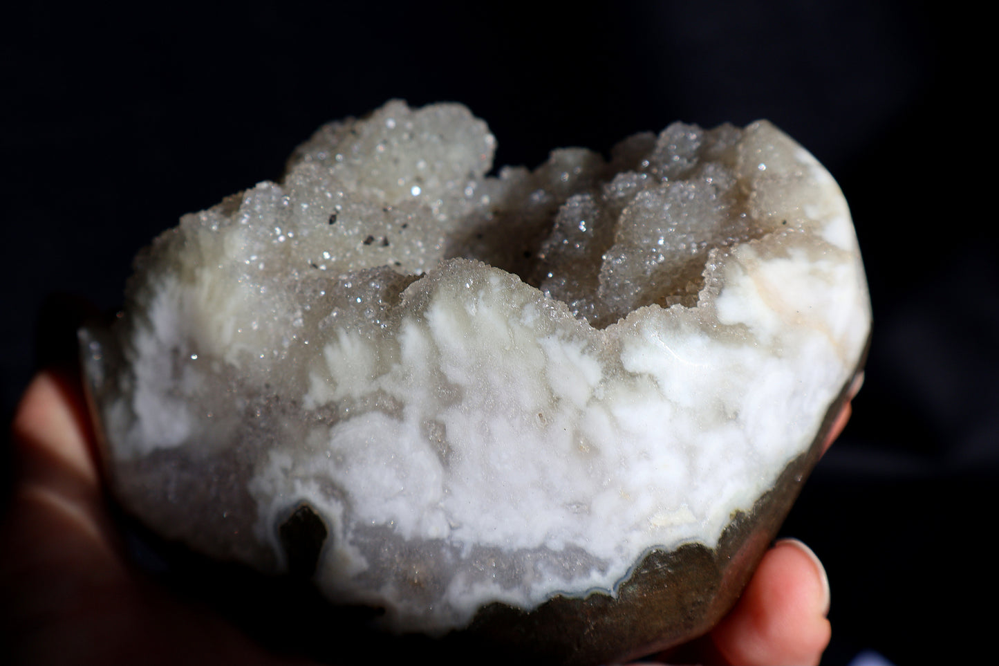 Druze Sugar Quartz on Stand