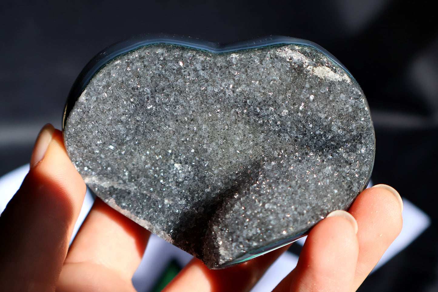 Galaxy Amethyst Stalactite & Agate Heart V