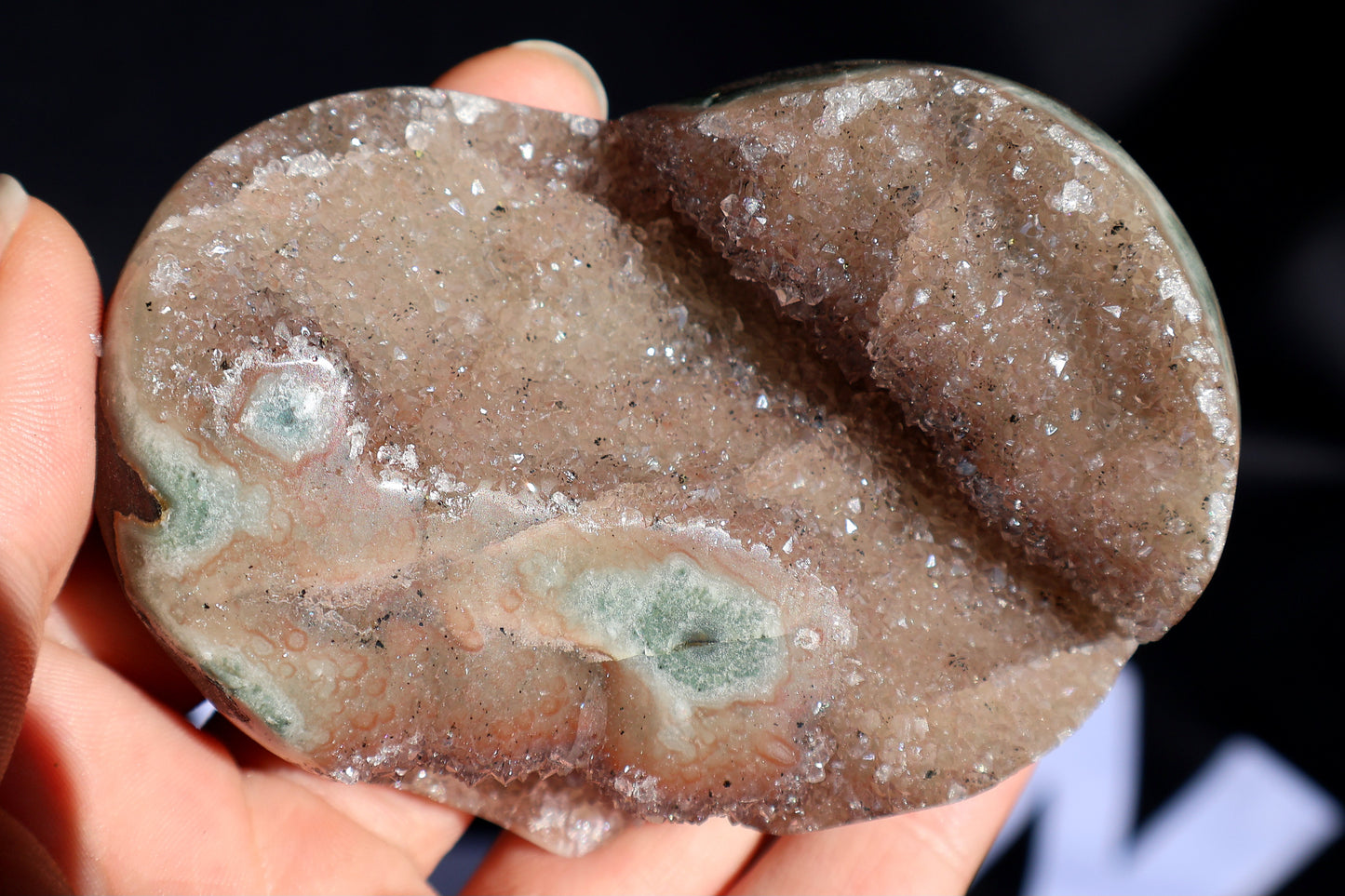 Pink Druze Amethyst Stalactite Heart W