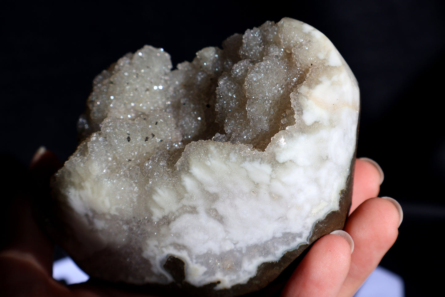 Druze Sugar Quartz on Stand