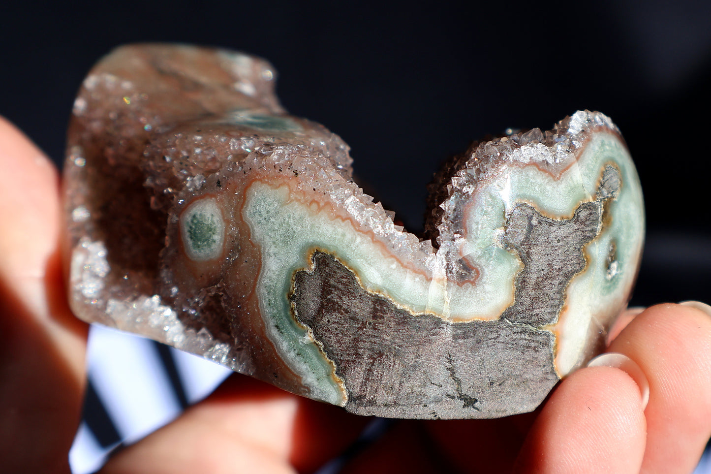 Pink Druze Amethyst Stalactite Heart W